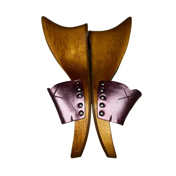 Y2K vintage Gabriella Rocha pink wood block sandals size 7M. - Picture 4 of 7